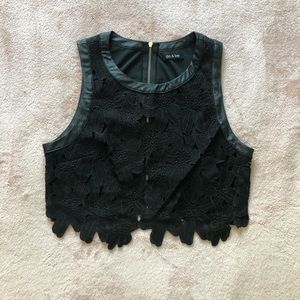 Black flower laced crop top